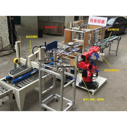 廣東自動開箱+機器人裝箱+自動封箱